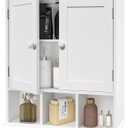 TaoHFE White Bathroom Wall Cabinet with 2 Door Adjustable Shelves,Over The Toilet Storage White Wall Mounted Medicine Cabinets for Bathroom Laundry Room Kitchen
