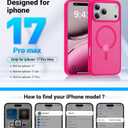 Magnetic for iPhone 17 Pro Max Case, [Anti-Slip] [Military-Grade Drop Protection] [Camera Protection] Skin-Friendly Slim Matte Shockproof Protective Case for iPhone 17 Pro Max, Hot Pink