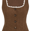 Scarlet Darkness Women Renaissance Corset Vintage Button Down Corduroy Pirate Waistcoat Vest 2XL
