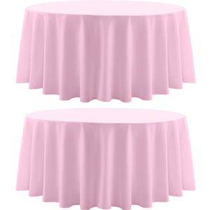 Round Tablecloth 120 Inch 2 Pack Pink Tablecloths Washable Decorative Linen Polyester Table Clothes Cover for Dining Table Banquets Buffet Parties and Wedding