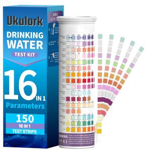 16 in 1 Home Water Testing Kits for Drinking Water -150 Strips Testing for pH, Lead, Hardness, Chlorine, Iron, Copper, etc