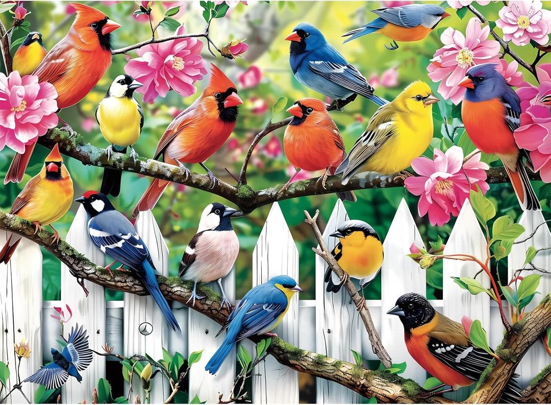 300 Pieces Jigsaw Puzzles for AdultsMorning Serenade Birds Puzzle for Adults Children ElderlyRecycled Paper Puzzle 300 PiecesGlossy, Sturdy Pieces Challenging Family Game Great Gift Idea,20.5x15in