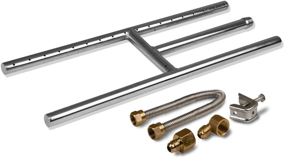 18" x 6" (Natural Gas) Fire Pit and Fireplace H-Burner (304-Series SS) w/Connection kit