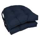16-inch Solid Twill U-shaped Tufted Chair Cushions (Set of 2) Navy