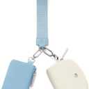 Mum's memory Mini Zip Around Wristlet Wallet for Women Dual Pouch Wristlet Portable keychain wallet Coin Purse Mini Women Coin Pocket (Light blue+White)