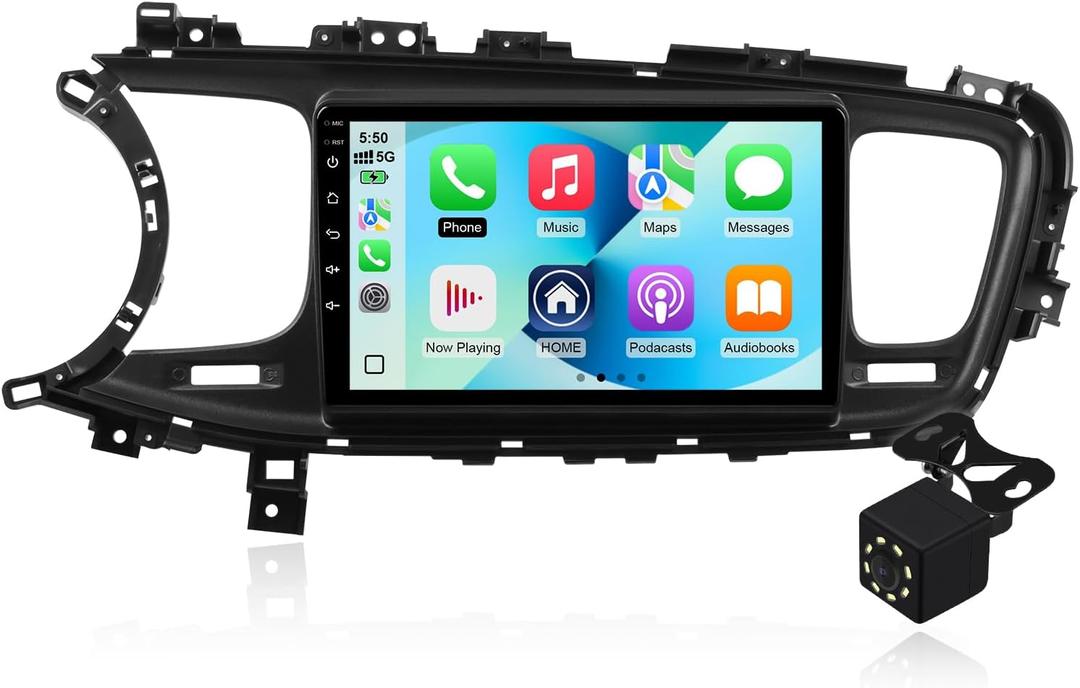2+64G Android 14 Double Din Car Stereo for Kia Optima K5 2011-2015 with 9 Inch Touchscreen, Wireless Carplay/Android Auto, GPS, Bluetooth, FM/AUX-in, Steering Wheel Controls, Backup Camera