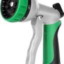 RESTMO Garden Hose Nozzle, Heavy Duty Metal Water Hose Nozzle with 7 Adjustable Spray Patterns, High Pressure Hand Sprayer with Flow Control for Watering Plants & Lawns, Washing Cars & Pets (Green)