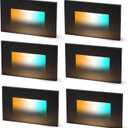 CLOUDY BAY 120V 5CCT Dimmable LED Indoor Outdoor Step Light,2700K/3000K/3500K/4000K/5000K,Stair Light,Black,Pack of 6