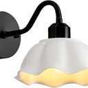 Industrial Single Matte Black Wall Sconce Vintage Milk Glass Wall Lights 1-Light Wall Mount Light Fixture Indoor Modern Farmhouse Wall Lamp Rustic Bathroom Vanity Light Fixtures MWL02-1BK