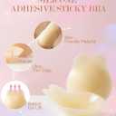 Sticky Bra-Push Up Adhesive Backless Strapless Bra for Women Invisible Bras Skin-Friendly Reusable Silicone Dress Nipple Covers with Lift (Beige)
