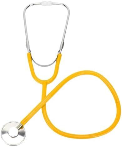 Medsource Stethoscope – 22” Long Tubing, Lightweight Stethoscope with Aluminum Chestpiece – Single Head, Acoustic Sound Yellow Doctors, Nurses, Students, Medical and Home Use