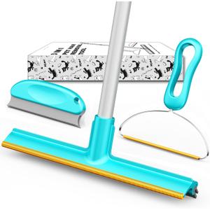 Carpet Rake for Pet Hair Removal (3 Pack), Dog Cat Fur Remover Rubber Broom, Lint Shaver Cleaner Tools Pro, Long Handle Carpet Scraper Brush for Carpet, Rug, Car Mat, Couch, Pet Bed, Furniture