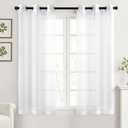 MIULEE Solid Color Sheer Curtains 54 Inches Long 2 Panels Set - Elegant Lightweight Grommet Light Filtering Window Voile Panels/Drapes/Treatment for Bedroom Living Room W42 x L54 Inch, White