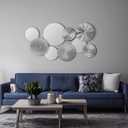 Blulu 9 Pcs Silver Mirror Wall Decor Metal Round Home Art Decor Decorative Modern Circle Mirror Wall Art Sculpture Hanging Decorations for Home Living Room Office