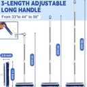 4-in-1 Floor Scrub Brush with Long Handle V-Shaped Crevice Brush Floor Scrubber Mop with Squeegee and Tweezer for Cleaning Gap Tile Bathroom Kitchen Patio Deck Garage
