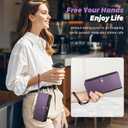 TwoHead Wallet Case Compatible with iPhone 15 Pro,Detachable Magnetic Phone Case,All-Round Protective Leather Phone Case with Card Holder,6.1 in,Deep Purple
