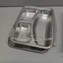 VENTION Child Stainless Steel Rectangular Divided Plates, 3 Sections Dinner Plates, Serving Tray with Lid Set of 2