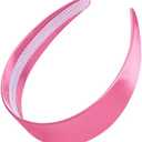 WantGor 1.6 Inch Wide Headbands Silk Satin Plain Headband for Women, Non Slip Solid Hair Bands Hair Accessories Cosplay DIY Holiday Head Band (Rose Red, Large)