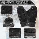 CZBRO Women's Winter Gloves, Winter Warm Mittens Thick Knitted Gloves Mittens Warm Soft Lining Cold Weather Accessories Gifts (1 Pair, Black)