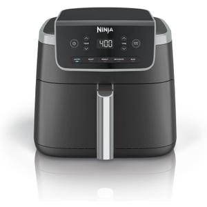 Ninja Air Fryer Pro 5-in-1, 5 QT Capacity, Air Fry, Bake, Roast, Reheat, and Dehydrate, Air Crisp Technology, Nonstick Basket & Crisper Plate, Grey, AF142 (Black)
