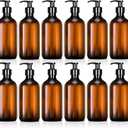 Tessco for you 12 Pack Amber Soap Dispenser Empty Plastic Pump Bottles Dispenser Refillable Shampoo Container for Hand Sanitizer Soap Lotion Body Wash Conditioner Bathroom Kitchen Travel(12 oz)