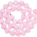 Fashewelry 42pcs Polished Heart Natural Rose Quartz Stone Beads Tumbled Chakra Gemstone Beads Crystal Healing Drilled Loose Beads for Earring Bracelet Necklace Jewelry Making