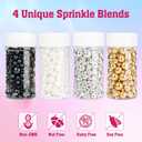 Twisweet Edible Pearl Sprinkles for Cake Decorating 12oz, Gold Silver White and Black Pearls Mix Sugar Sprinkles for Baking, Cake Topper Ice Cream Cupcake Cookie Dessert Decorations Birthday Wedding Valentines Christmas Supplies