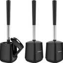 SetSail Toilet Brush and Holder 3 Pack, Self Closing Lid Toilet Bowl Brushes Holder Extra Long Handle Ventilated Toilet Brush Set for Bathroom Cleaning, Nylon Bristles, Black