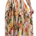 Remelon Womens Sexy Spaghetti Strap Deep V Neck Floral Boho Criss Cross Backless Chiffon Beach Party Long Maxi Dress (Small, Yellow)