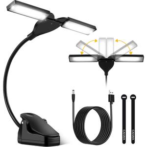 CAHAYA Folding Music Stand Light: 28 Led Super Bright Clip on Lamp 3 Color 3.9in 180Foldable Panels Perfect for Piano Sheet Music Guitar Book Reading