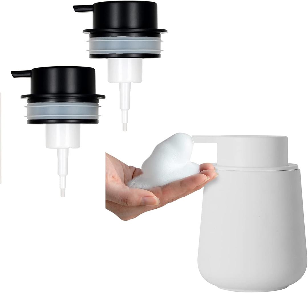 BosilunLife Foam Hand Soap Dispenser - 12 oz Bathroom Lotion Hand Pump Dispenser White Foaming Soap Dispenser Ceramic with Black Foaming Pump Replacement