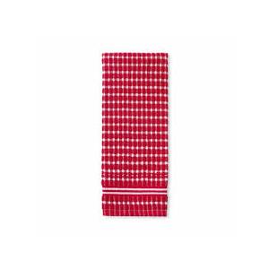 Lintex Home Collection Rectangle Farmhouse Checker Vinyl Tablecloth, 60 x 84 in (152 x 213 cm) and KitchenAid Asteroid Single Kitchen Towel - Passion Red