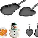 DVK Cast Iron Frying Pan with Various Shapes for Christmas Cookies Cutters Small Skillet for Heart/Snowman