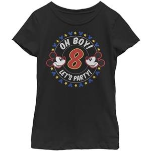 Disney Characters Oh Boy Mickey 8 Girl's Solid Crew Tee, L