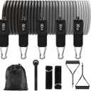 WHATAFIT Resistance Bands, Exercise Bands Resistance Bands for Working Out, Work Out Bands with Handles for Men and Women Fitness, Strength Training Home Gym Equipment (Gray 200LB)