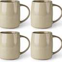 GBhome Large Coffee Mugs Set of 4, 18oz Handmade Ceramic Coffee Mugs Set with Gradient color for Latte/Tea/Beer/Hot Cocoa, Dishwasher & Microwave Safe, Cappuccino (Khaki)