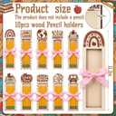 Mooliwe 10 Pcs Back to School Gifts for Students Bulk Wood Pencil Case Holder with Pink Ribbon DIY Welcome First Day of School Gift for Students Teacher Appreciation Supplies Classroom Prize Stuffer