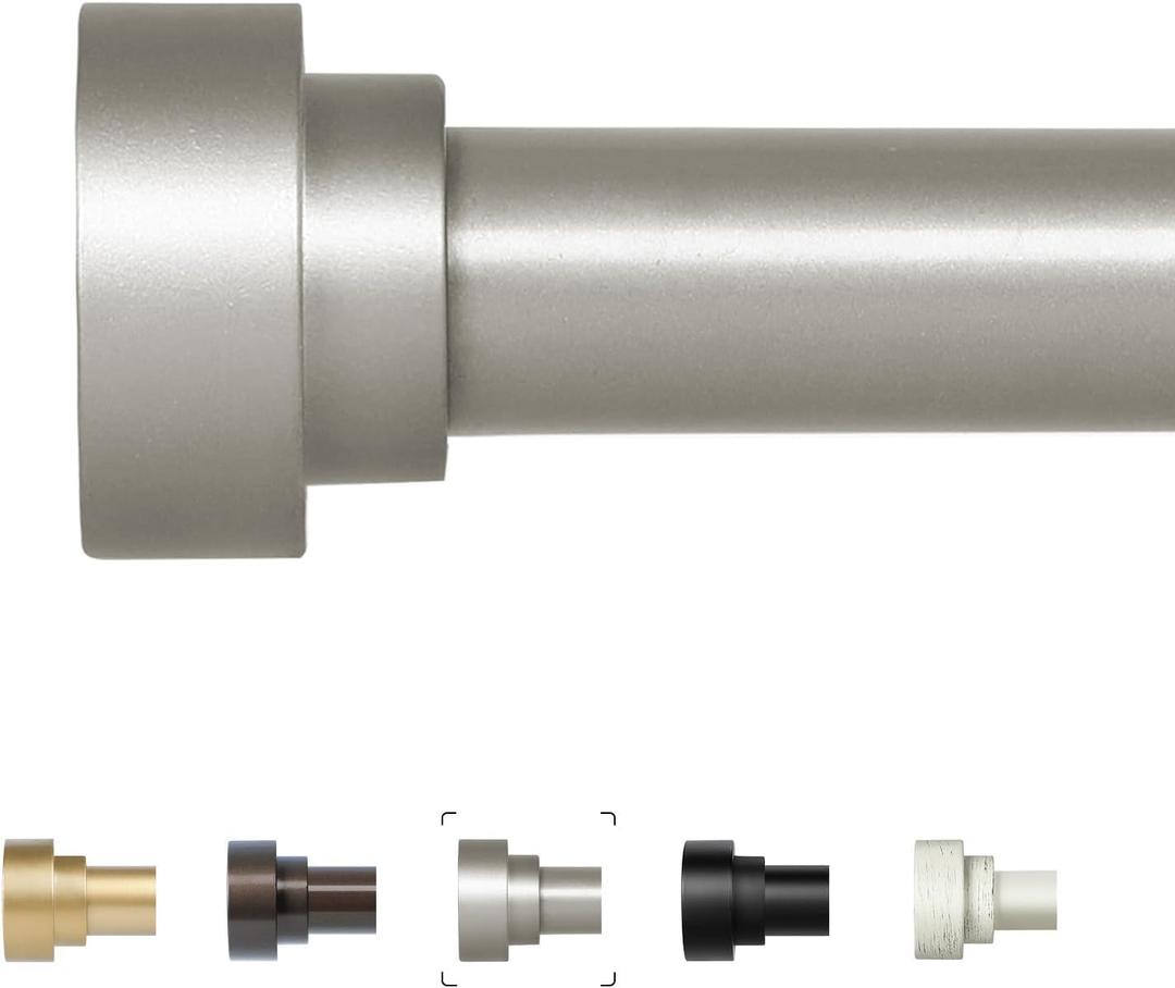 HEI! DEAR Silver Curtain Rods 48 to 84 Inch(4-7FT),1 Inch Heavy Duty Curtain Rods,Adjustable Curtain Rod Set,Modern Decorative Drapery Rods,Telescoping Single Window Curtain Rod 36-88",Antique Silver (36-88"&1 pack)