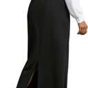 SOFIA'S CHOICE Women's Drawstring Midi Skirts High Elastic Waist Skirt (Black, S)
