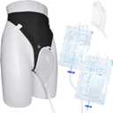 Wearable Urine Collector for Men Set with External Catheter for Men Silicone Pouch Adjustable Fixing Pants and Two Urinary Bags 2000ml and 1000ml for Comfortable Daily Wear, Elderly Men Black