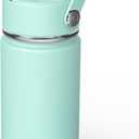 OISIZ Kids Water Bottle with Straw Lid 14oz, Vacuum Insulated 316 Stainless Steel Water Bottles for Kids for School, Leakproof Water Bottle, BPA Free and Keep Cold for 24 Hours (Mint Green)