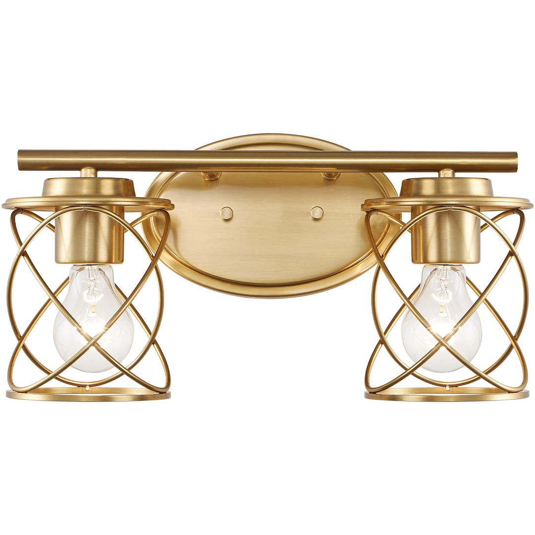 mavcadonf Bathroom Vanity Light Fixtures Over Mirror, 4 Lights Bathroom Vanity Lights, Brushed Gold Vanity Light, Modern Bathroom Lights with Cage Shade, Bathroom Wall Lamp for Mirror Kitchen Bedroom