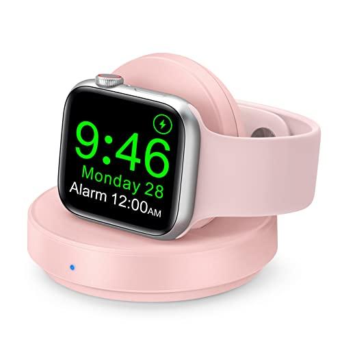 2026 Upgraded for Apple Watch Charger Magnetic Fast Charging Dock,Portable Wireless Charging Stand Compatible with iWatch Series Ultra/SE/11/10/9/8/7/6/5/4/3/2 Support Nightstand Mode-Pink
