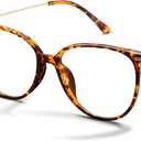 Gaoye Blue Light Blocking Glasses - Trending Round TR90 Frames, Metal Arms, UV400 Protection - Matching Soft Case (*1-tea Leopard/Transparent Lens)