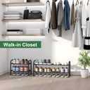 2-Tier Shoe Rack for Closet, Expandable Metal Shoe Organizer, Adjustable Shoe Shelf Storage Organizer, Standing Shoe Rack for Entryway Closet Doorway (Black)