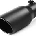 A-KARCK Exhaust Tip 3.5 Inch Inlet, 3.5" Inlet 5" Outlet 12" Long Black Coated Finish Muffler Tip For Truck Tailpipe, Stainless Steel Rolled Edge