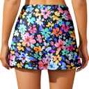 High Waisted Split Swim Skirt Built-in Shorts Tummy Control Swim Bottom (Pink, M)
