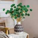 Hananona 12 Pcs Artificial Chrysanthemum Flowers, Green Kiku Pom Pom Mums Flower Faux Floral Arrangements Centerpiece for St Patrict Day Home Kitchen Decor (12, Blackish Green)