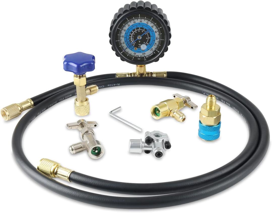Lichamp A/C R134A Refrigerator Freon Recharge Kit with Bullet Piercing Valve, Piercing and Self-Sealing Can Tap 134A, A201 Lichamp A/C R134A Refrigerator Freon Recharge Kit with Bullet Piercing Valve, Piercing and Self-Sealing Can Tap 134A, A201