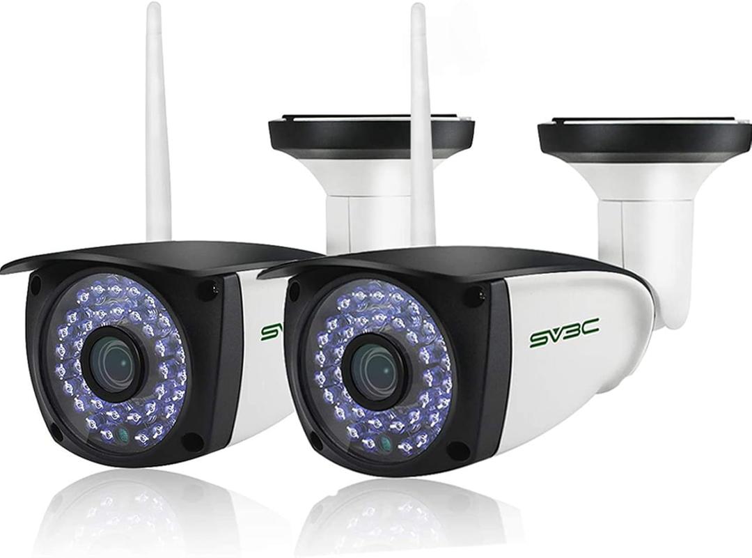 SV3C 2 Pack 5MP Outdoor Home Security Cameras, Dual Band 2.4G 5GHZ WiFi Camera, Onvif IP Cam with Human Motion Detect, RTSP Browser View, 2-Way Audio, SD Card Record, Metal Shell Waterproof, LAN Port